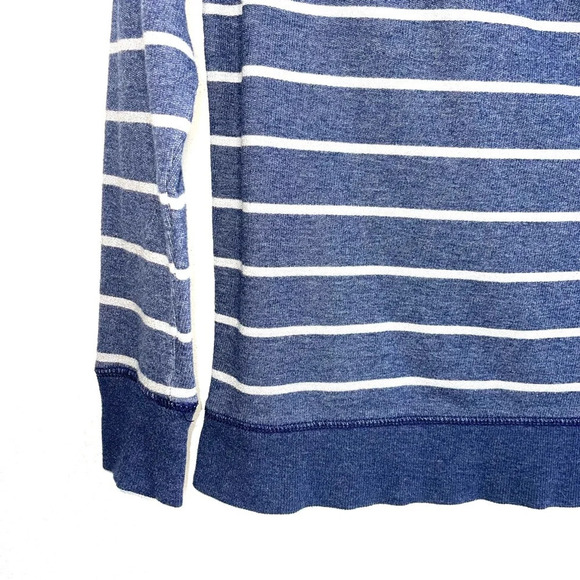 aerie Striped Sweatshirt Navy Blue & Silver Metallic Wide Neck Small Women’s - Picture 4 of 10